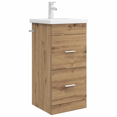 vidaXL - Badkamer - Vanity - met - Wastafel - Artisanaal - eiken - 42 - x - 40 - x - 84,5 - cm