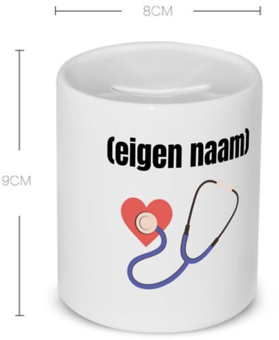 Akyol - dokter slethoscoop met eigen naam Spaarpot - Dokter - iemand die dokter is - ziekenhuis - hart - verjaardag - cadeau - kado - 350 ML inhoud