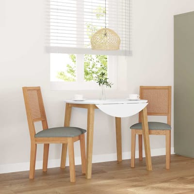 vidaXL - Eetkamerstoelen - met - kussens - 2 - st - massief - hout - rubber