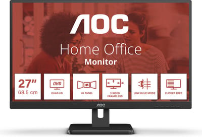 AOC Q27E3UAM computer monitor 68,6 cm (27") 2560 x 1440 Pixels Quad HD Zwart
