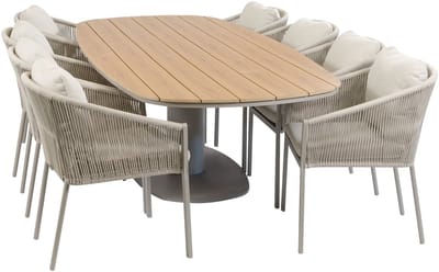 9-delige tuinset | 8 Elvira tuinstoelen (Camel) | Tuintafel Tower 260cm (Camel)