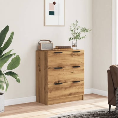 vidaXL - Dressoir - 60x30x70 - cm - bewerkt - hout - artisan - eikenkleurig