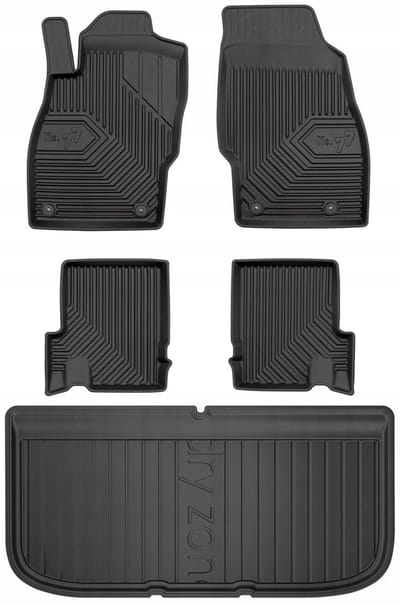 FROGUM 77 Set Automatten en Kofferbakmat - Geschikt voor OPEL ADAM Hatchback (2012-2019) - TPE Rubber - Zwart