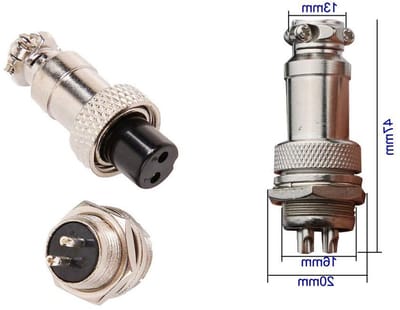 Set van 6 Luchtvaartconnectoren, 16 mm, 2-pins vrouwelijke metalen connectoren met rubberen beschermkap, ideaal voor audio- en elektrische toepassingen