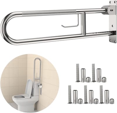 Toiletgrijpstang Opklapbaar - Veiligheidsbeugel Toilet - Ouderen Mobiliteit - Antislip Gekarteld Oppervlak - 903 cm Lengte - Chroom