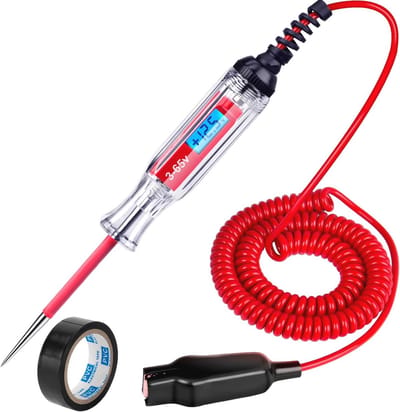 Heavy Duty Digitale LCD Circuit Tester voor Auto en Truck – 3-48V LED Testlicht met Uitgebreide 140 Inch Springdraad