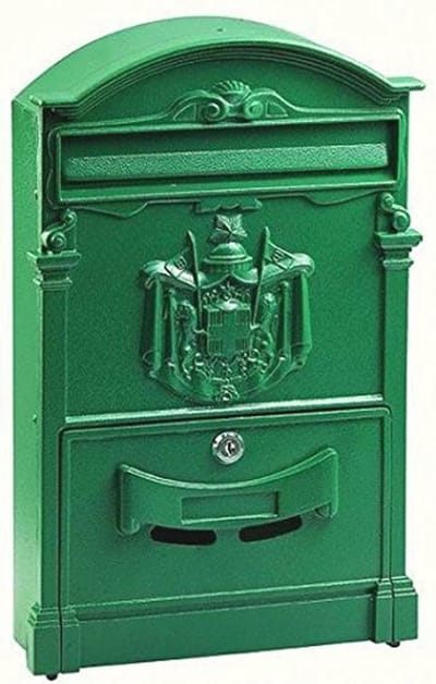 Groene Cassetta Post Brievenbus voor Tijdschriften - Geanodiseerd Aluminium 26 x 9 x 41 cm