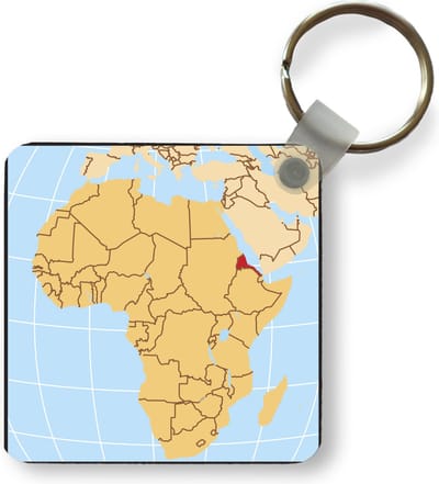 Sleutelhanger - Uitdeelcadeautjes - Illustratie van Eritrea op de Afrikaanse kaart - Plastic