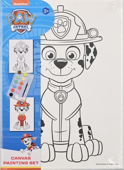 PAW Patrol mini verf pakket - Blauw / Multicolor - Kunststof / Hout - Vanaf 3 jaar - Inclusief verf en kwast