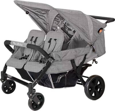 Familidoo buggy 4 Zitplaatsen Lidoo Star Full Grey Geschikt voor 2 newborn baby's - Inclusief regenhoes