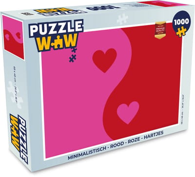 Puzzel Minimalistisch - Rood - Roze - Hartjes - Legpuzzel - Puzzel 1000 stukjes volwassenen