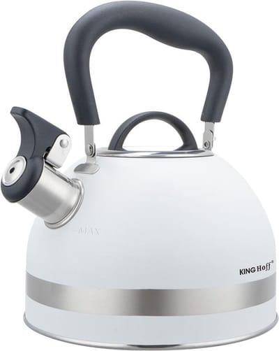 Kinghoff 1852 - Fluitketel met fluit - 1.8 liter - RVS - Wit