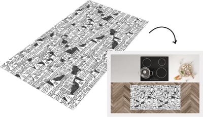 Keukenloper - Loper keuken - Amsterdam - Grachtenpand - Zentangle - 120x60 cm - Keukenloper vinyl