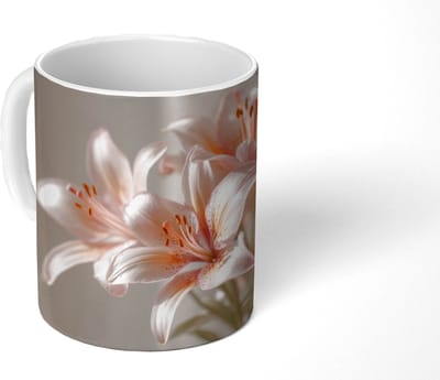 Mok - Koffiemok - Lelies - Meeldraden - Roze - Wazig - Mokken - 350 ML - Beker - Koffiemokken - Theemok