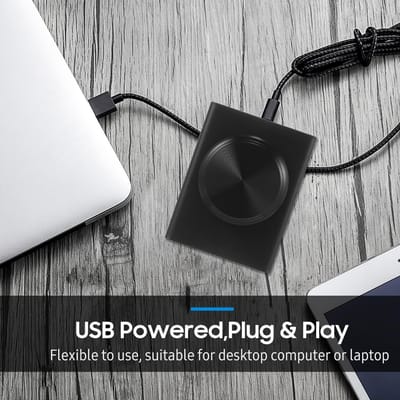 USB Volume Bedieningsknop Eén Toets Dempen Volumeregelaar voor Computer Laptop Plug en Play PC Luidspreker Audioregelaar zwart