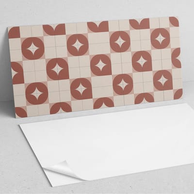 Coloray Wandpanelen Zelfklevend - Geometrisch patroon met cirkels PVC Wandpaneel - 100 cm x 50 cm - Rood Wandbekleding Zelfklevend - 1 stuk - Mozaïeken Wandpanelen Zelfklevend - Keuken Wandpanelen - Wandpanelen Badkamer