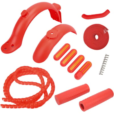 Voor Xiaomi Elektrische Scooter Accessoires Inclusief Achterspatbord Voorspatbord Zijcover Handrem Siliconen Hoes Siliconen Handvat rood
