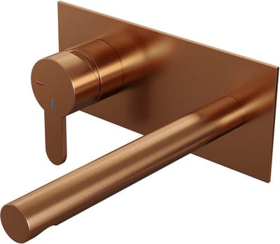 Brauer Copper Edition inbouw wastafelmengkraan met rechte uitloop en afdekplaat model D2 koper geborsteld PVD