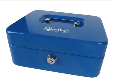 Zwarte Petty Cash Box - 8" Met Sleutels en Verwijderbare Veranderingslaad voor Veilige Opslag