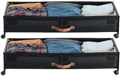 Linkforu Opbergbakken Onder Bed met Wielen – Set van 2 – 91,5 x 46 x 18,5 cm