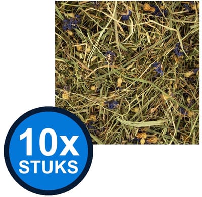 10x Deli Nature - Rodelicious kruidenhooi korenbloem&brandnetel 600gr - Knaagdierenvoer - 600 g