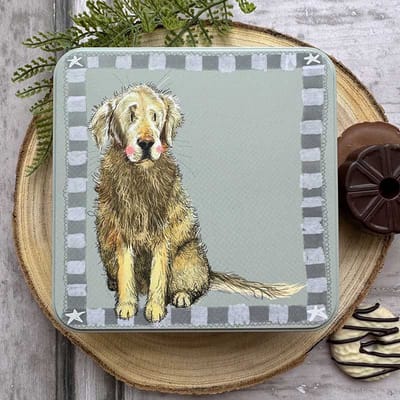 Alex Clark Large Square Tin Rosie ~ Vierkant opbergblikje hond
