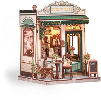CuteBee Miniatuurhuisje - Modelbouw - Modelbouwpakket - 3D Houten Puzzel - DIY Bouwpakket Volwassenen - Constructiespeelgoed - Sunny Café