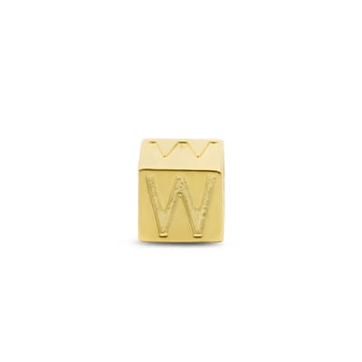 New Bling 9NBG-912W Gouden Kubus met Letter W - 3,8mm - hanger - 14 Karaat - Goud