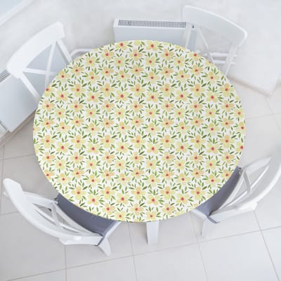 New Bed Floraal Aquarel Kleine Bloemen Rekbare Ronde Tafellaken, Elastische Stof Tafelhoes rondom 91 cm - 102 cm Diameter