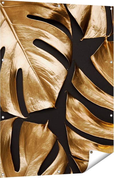 Gards Tuinposter Gouden Bladeren - 90x120 cm - Tuindoek - Tuindecoratie - Wanddecoratie buiten - Tuinschilderij