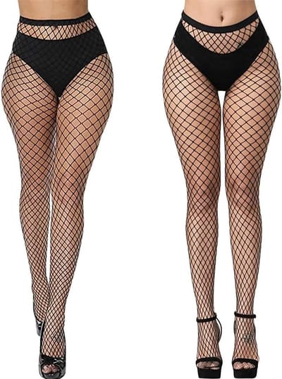 Zwarte Visnet Panty voor Dames, Sexy Fishnet Kousen, Hoge Taille Kousen voor een Verleidelijk Outfit, One Size Past voor Iedereen