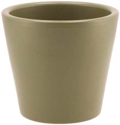 DK Design Bloempot/plantenpot - Vinci - olijfgroen mat - voor kamerplant - D13 x H15 cm
