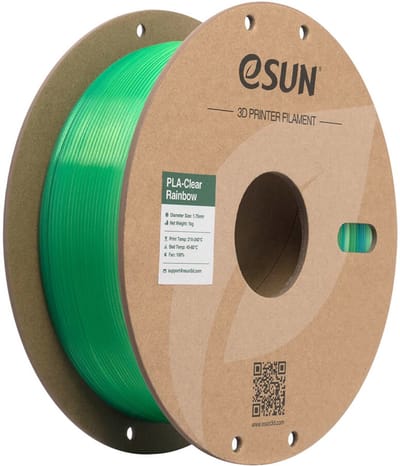 eSun PLA-Clear Rainbow Transparante Blauw/Groen / Translucent Blue/Green - 1 kg - 1.75 mm - 3D printer en 3D pen filament