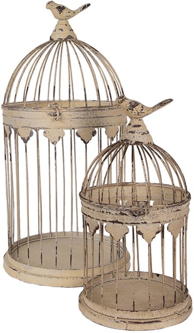 Clayre & Eef Vogelkooi Decoratie Set van 2 Bruin Metaal