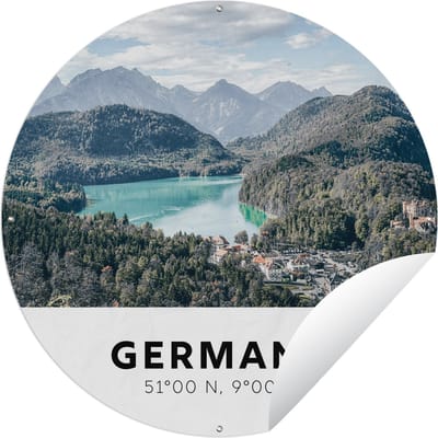 Tuincirkel Duitsland - Meer - Bergen - 60x60 cm - Ronde Tuinposter - Buiten