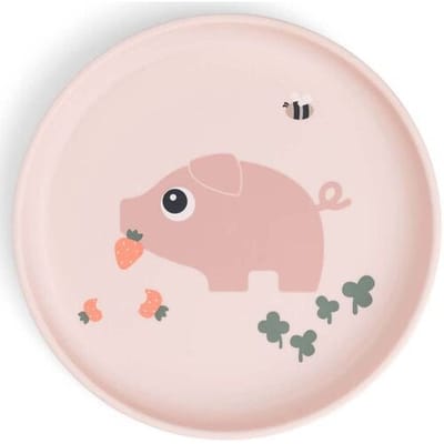 Done By Deer Bord - Tiny Farm - Rond - Silicone - 18 cm - Powder