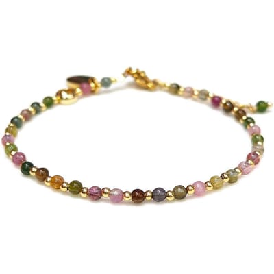 Bixorp Gems Tourmaline ketting met Goudkleurige & Edelsteen kralen - Edelstenen Dames Ketting