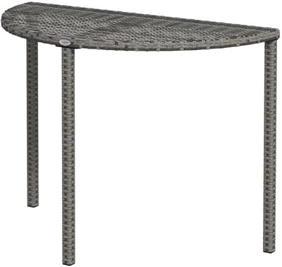 Sweiko Tuintafel - Balkontafel - Halfrond - Polyrattan+Metaal - 100x50x74 cm - Grijs