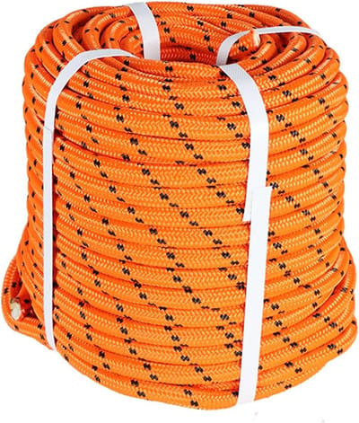 Dubbel gevlochten touw - Polyester touw - Buitenactiviteiten - Hoge trekkracht - 1/2 inch 150 FT - Oranje
