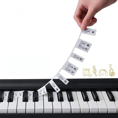 Piano Keyboard Stickers - Piano Notenbalk - Muziek Leren Spelen - Herbruikbaar Siliconen Ontwerp - 88 Toetsen - Zwart