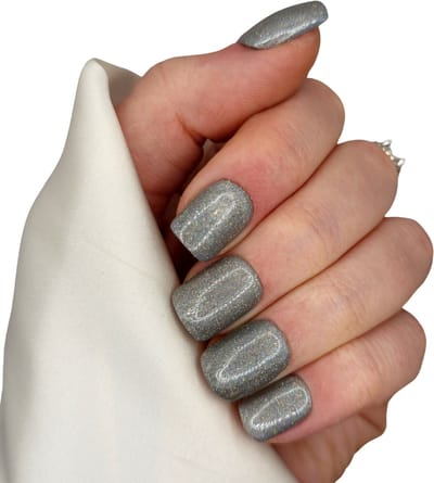 SD Press on Nails - B256 - Plaknagels met nagellijm - Kort Recht Square Kunstnagels - Grijs glitter - Set 20 Kunstnagels handgemaakt van gellak - Nail Art - Beauty - Manicure - Nails at home - Nageltips - Nepnagels - Accessoires voor haa