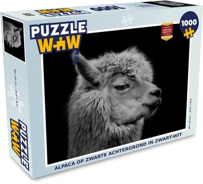 Puzzel Alpaca - Vacht - Zwart - Wit - Legpuzzel - Puzzel 1000 stukjes volwassenen