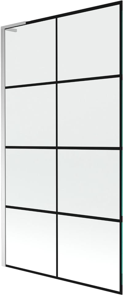 Mexen Next L badwand 1-delig 100 x 150 , zwart raster, chroom - 895-100-000-03-77-01