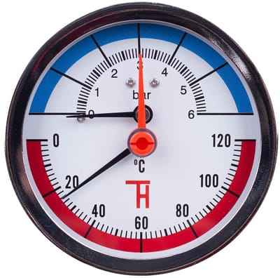 Thermomanometer aansluiting G1/2 80 mm 0-120 °C 0-6 bar