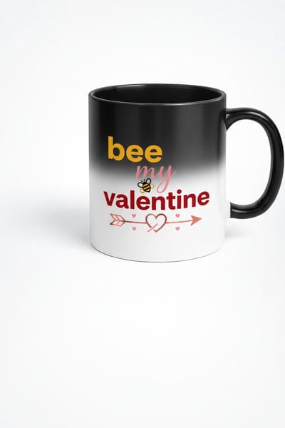 Magische 'Bee My Valentine' Mok | Warmtegevoelige Zwarte Mok voor Valentijnsdag