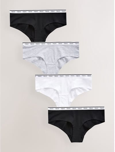 Next - Dames - Set van 4 katoenen shorts met logo - Zwart