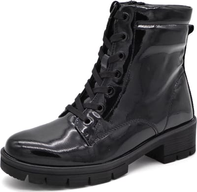 Jana Dames Veterboot - 25263-018 Zwart Lak - Wijdte H - Maat 39