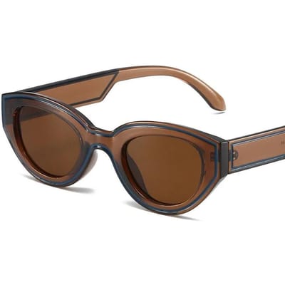Nieuwste Stijlvolle Cat Eye Grote Montuur Zonnebril Vrouw Retro Stijl Gestreept Decoratie Trendy Brillen UV Bescherming 400 Brillen As Pciture brown