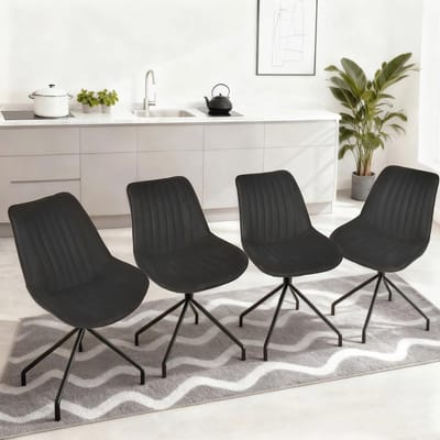 Draaibare Eetkamerstoelen Set van 4 - Comfortabele Keukenstoelen met Metalen Poten en 360° Draaifunctie
