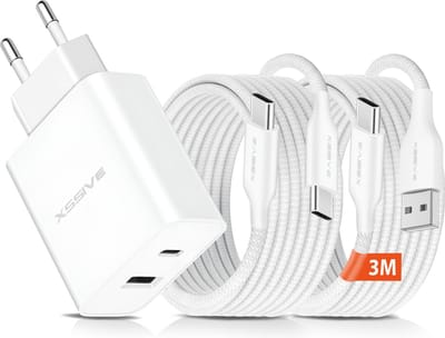 Dual Oplader Set met USB C Kabels 3 Meter - Universeel - Fast en Quick Charge